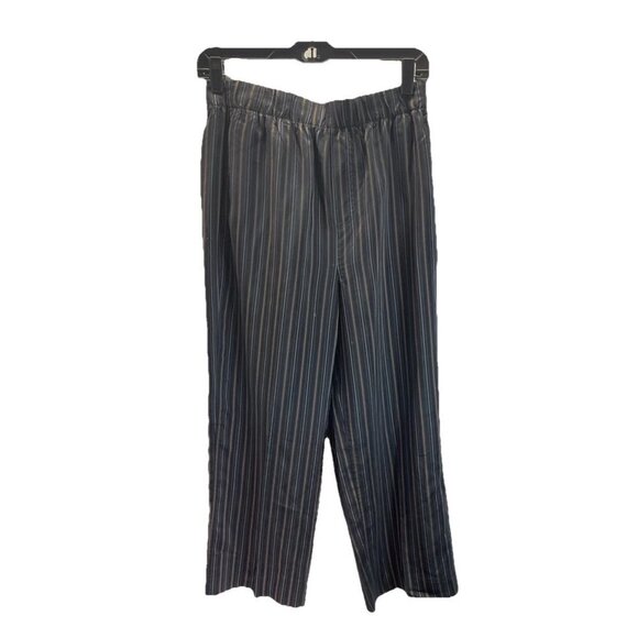 Vince size S Womens Black Satin Cupro Stripe Pull On Trouser/ pants  pockets - Picture 1 of 12